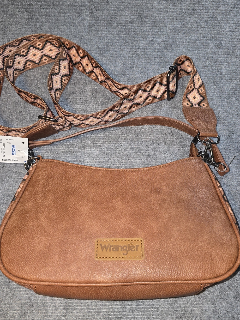 Wrangler Brown Western Crossbody Shoulder Bag Aztec Strap
